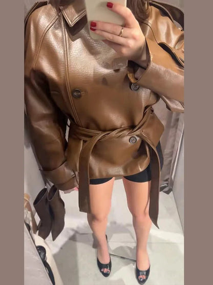 Gabardina Xylia sintética con cinturón