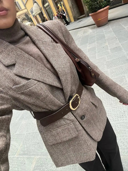 Blazer Yalina espiguilla con cinturón
