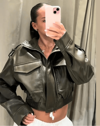 Chaqueta bomber de piel sintética Brianna