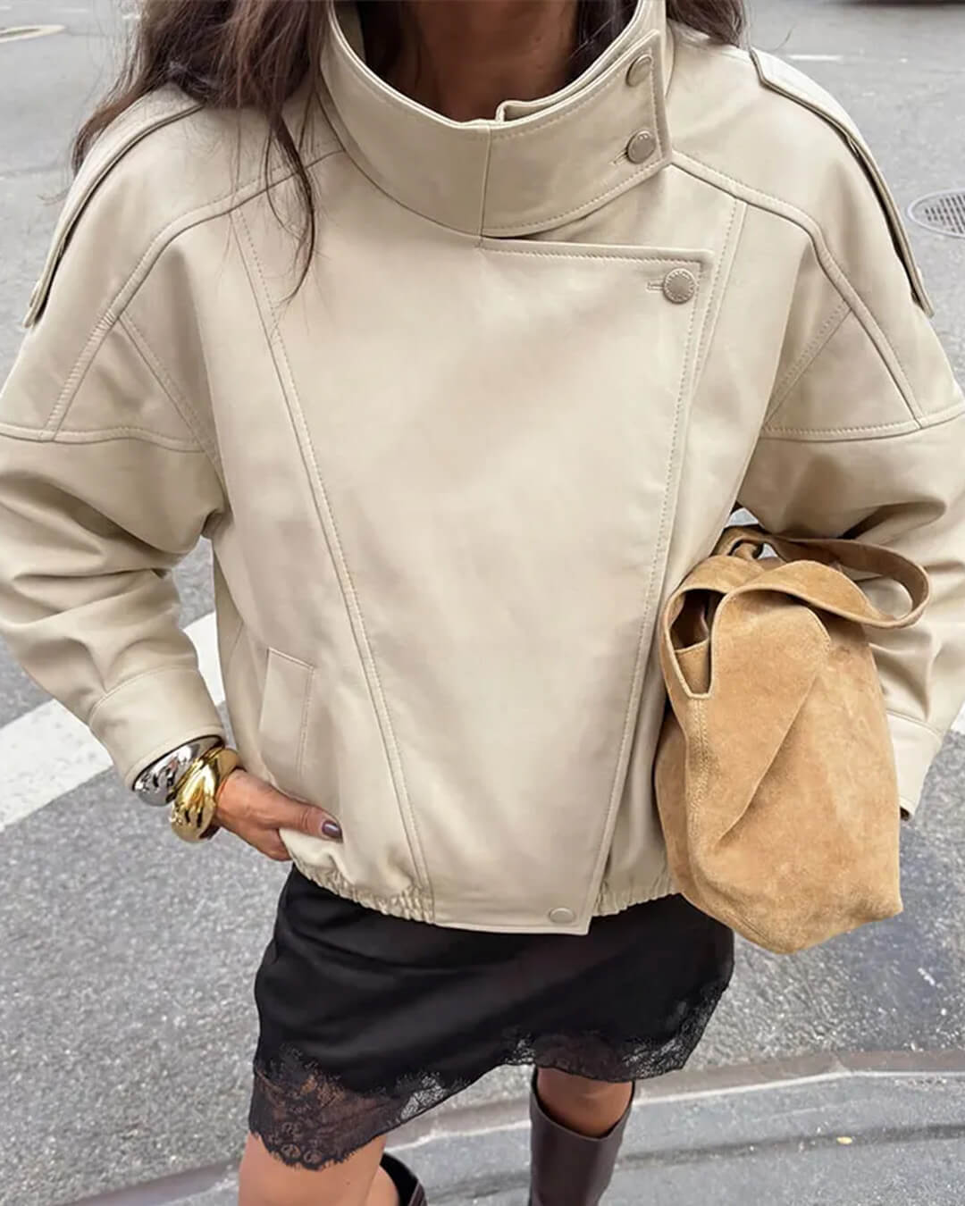 Chaqueta Brienne de polipiel con cuello alto