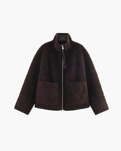 Chaqueta Carol de piel sintética con cuello alto