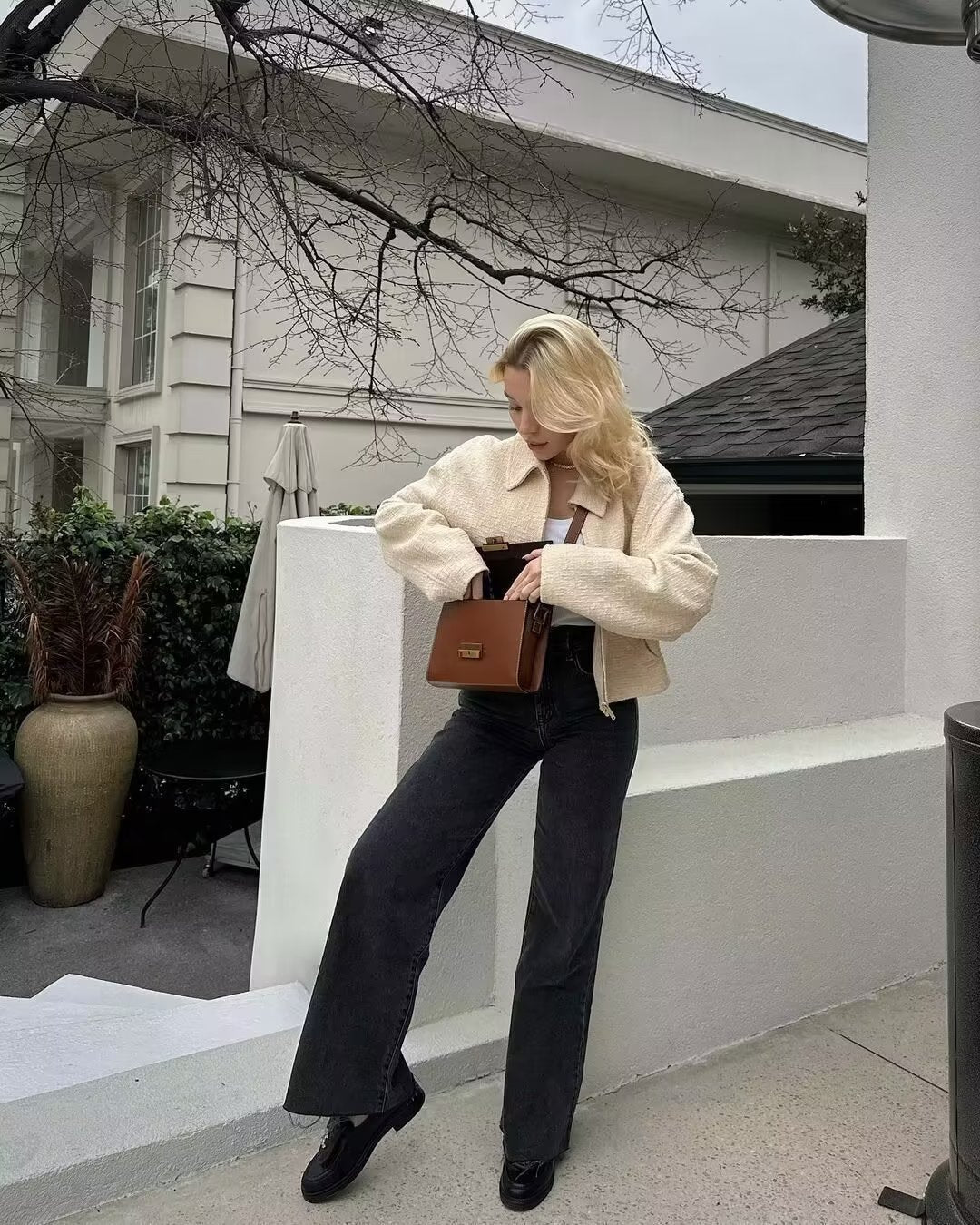 Chaqueta Ciara de bouclé con cuello