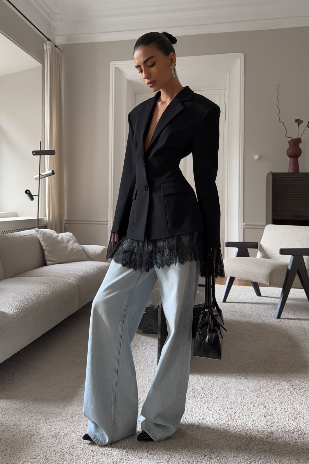 Blazer Colbie con Encaje en el Borde