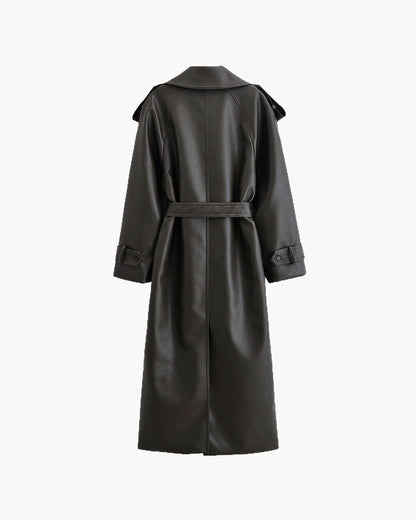 Chaqueta larga de cuero sintético Danica