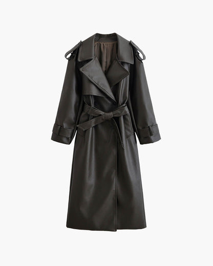 Chaqueta larga de cuero sintético Danica