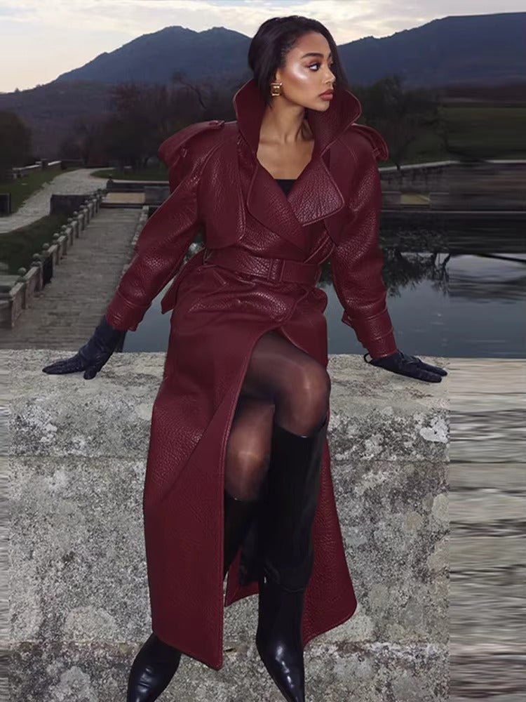 Chaqueta larga de cuero sintético Danica