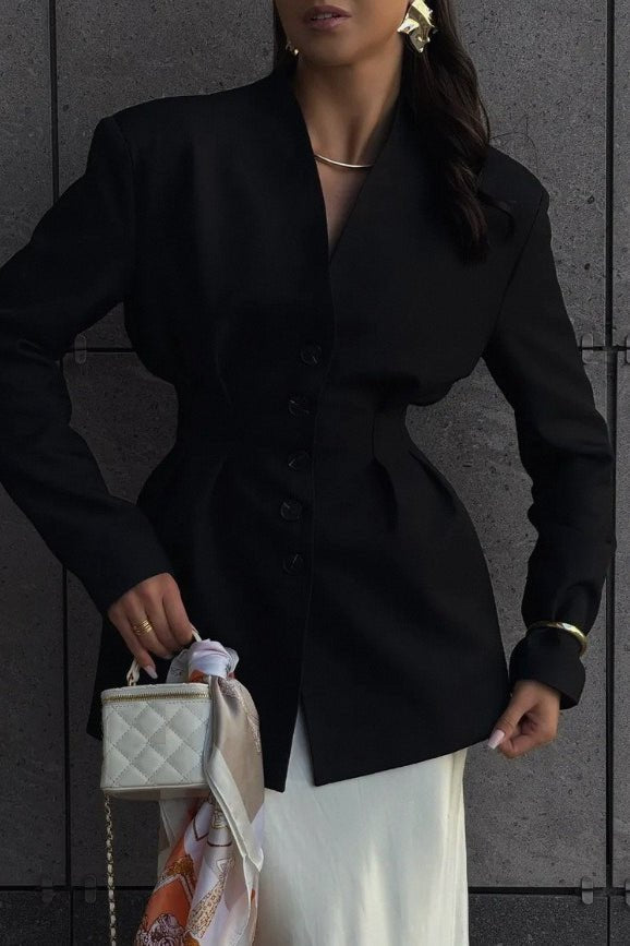 Blazer Daniela Sin Cuello con Cintura Ajustada