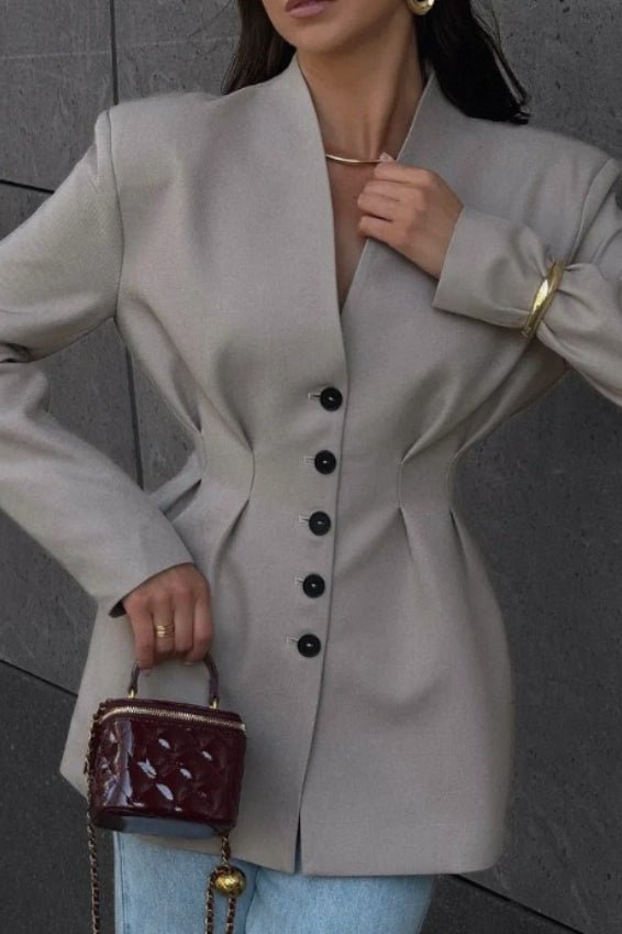 Blazer Daniela Sin Cuello con Cintura Ajustada