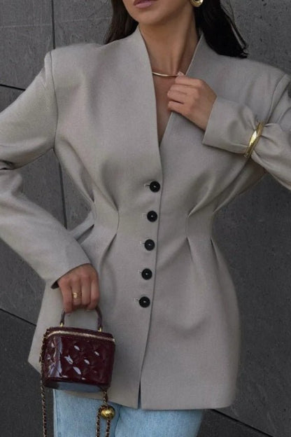 Blazer Daniela Sin Cuello con Cintura Ajustada