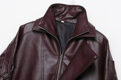 Chaqueta de cuero sintético asimétrica Carla