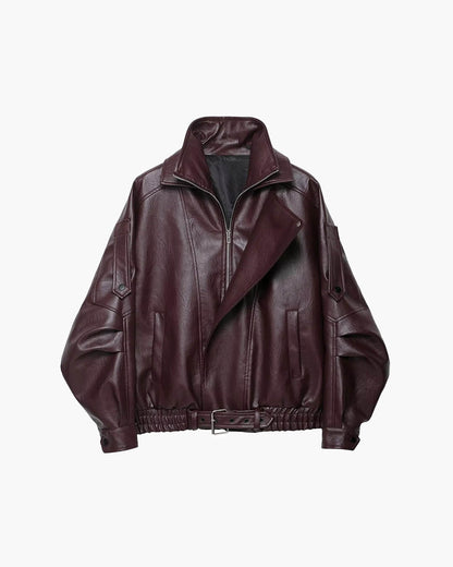 Chaqueta de cuero sintético asimétrica Carla