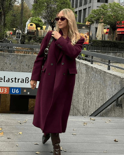 Nora abrigo maxi cruzado de doble botonadura