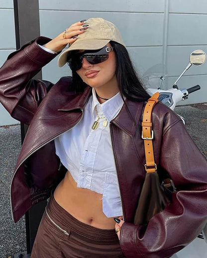 Chaqueta Erika de Cuero sintético con Cremallera