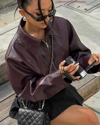 Chaqueta Erika de Cuero sintético con Cremallera