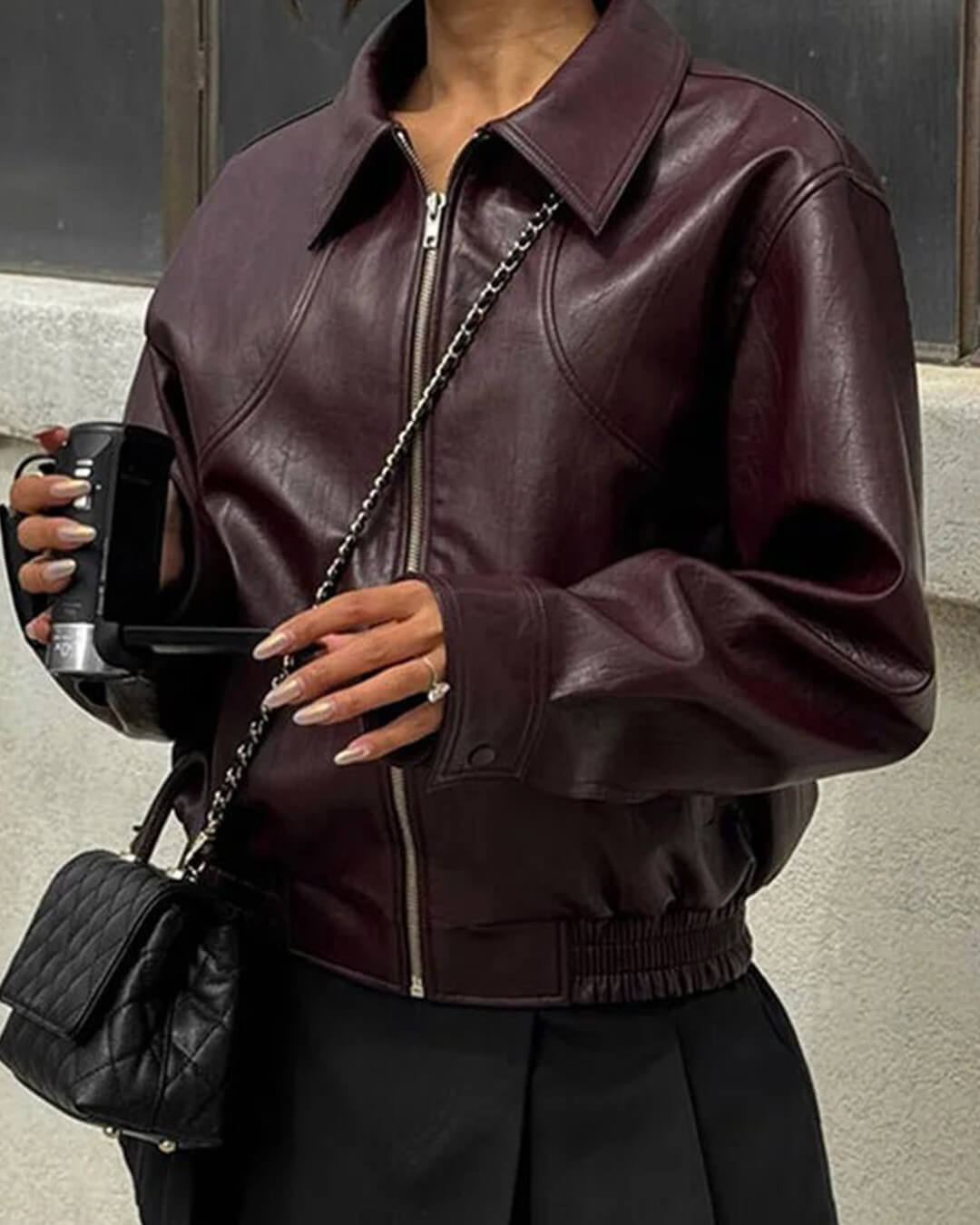 Chaqueta Erika de Cuero sintético con Cremallera