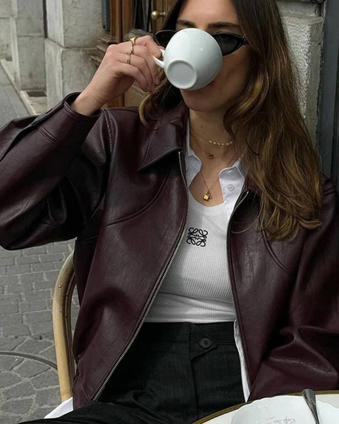 Chaqueta Erika de Cuero sintético con Cremallera