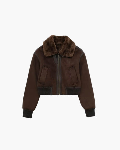 Cazadora bomber corta de ante sintético Esme