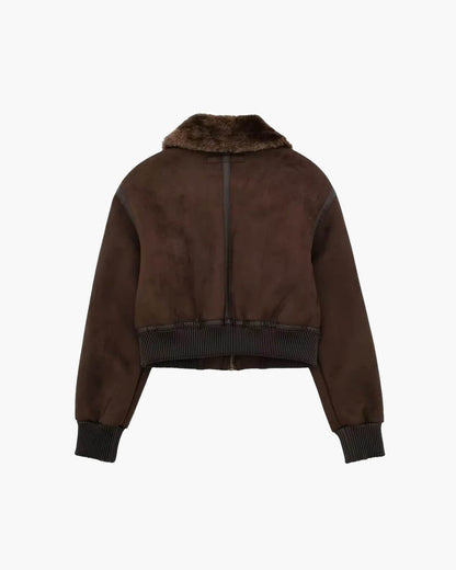 Cazadora bomber corta de ante sintético Esme