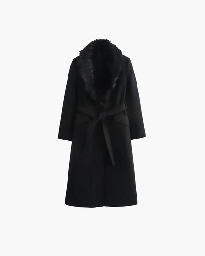 Abrigo maxi Flora con cuello de piel sintética