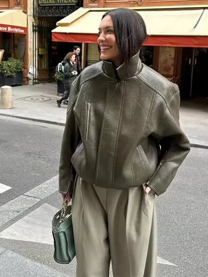 Cazadora bomber de polipiel Gina
