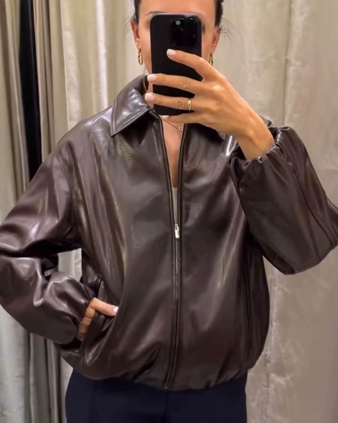 Chaqueta bomber de piel sintética Jenny