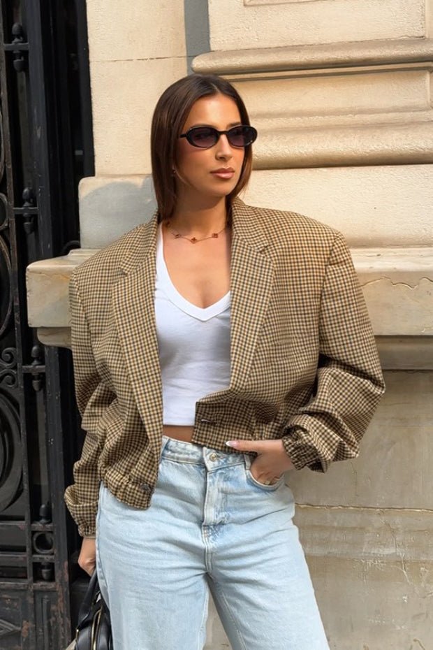Blazer Latriz de Cuadro con Corte Relajado