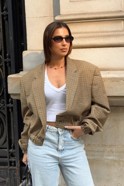 Blazer Latriz de Cuadro con Corte Relajado