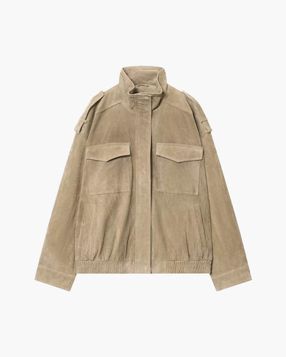 Marianne High Neck Suede Pocket Jacket