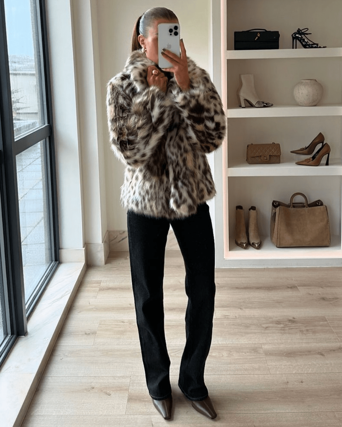 Abrigo de piel sintética de leopardo Nora