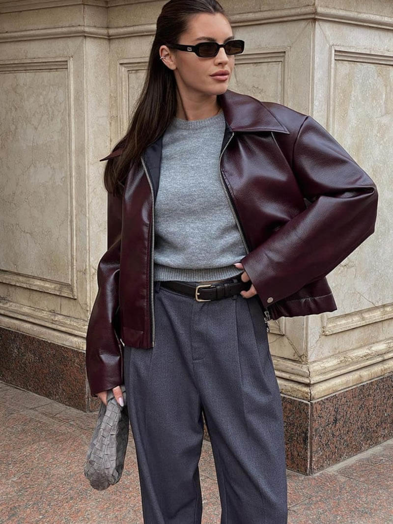 Chaqueta de cuero sintético Romy