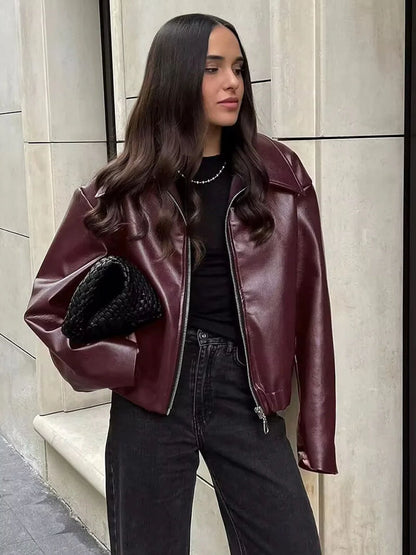 Chaqueta de cuero sintético Romy
