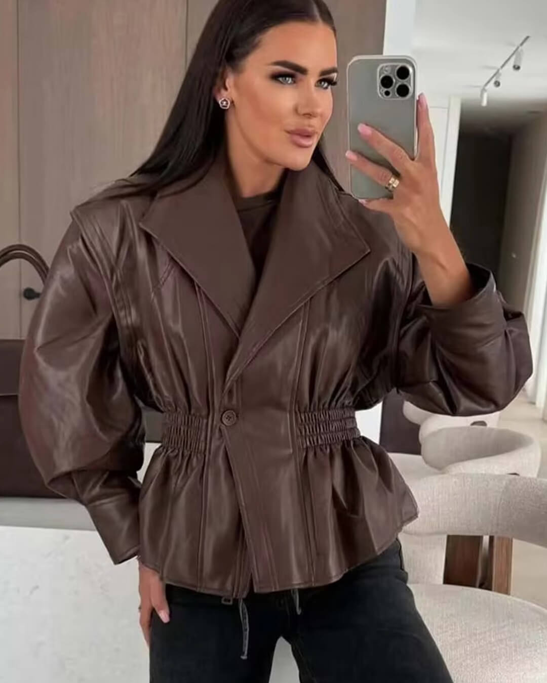 Chaqueta de cuero sintético Stephanie
