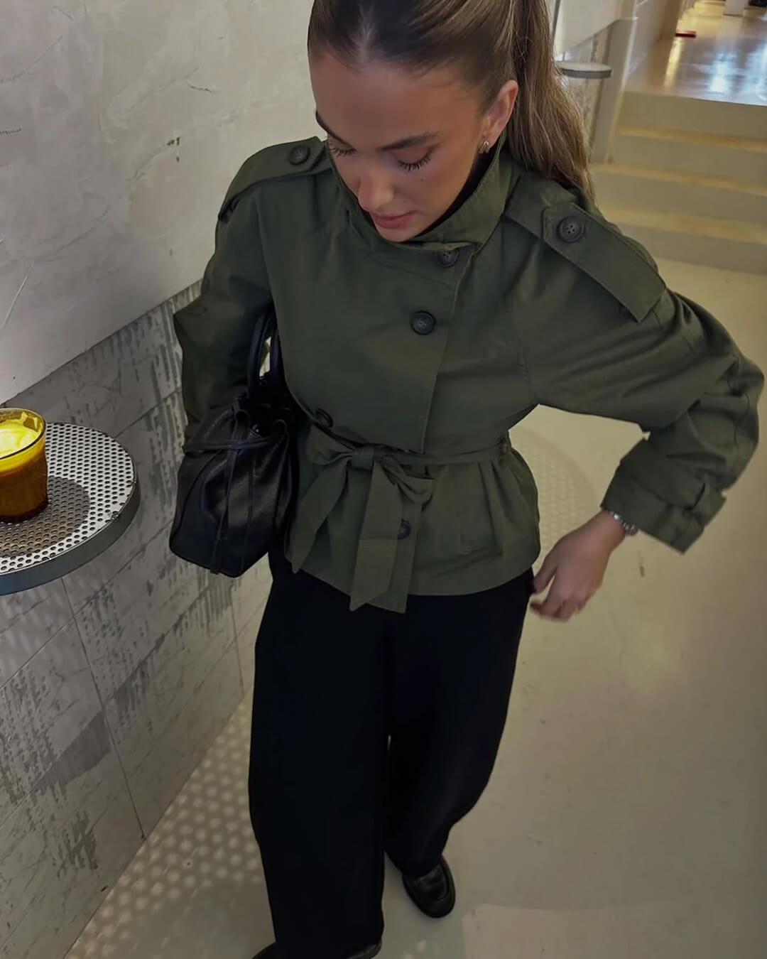 Gabardina Corta con Cinturón Thea