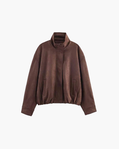 Chaqueta de ante sintético con cuello alto Viona