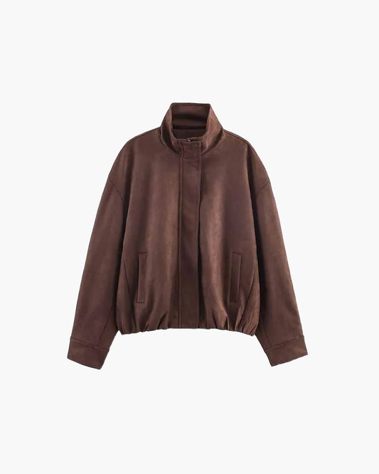 Chaqueta de ante sintético con cuello alto Viona