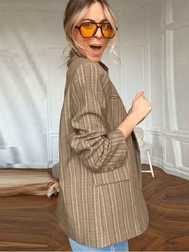 Chaqueta de traje de rayas con cuello alto Willow