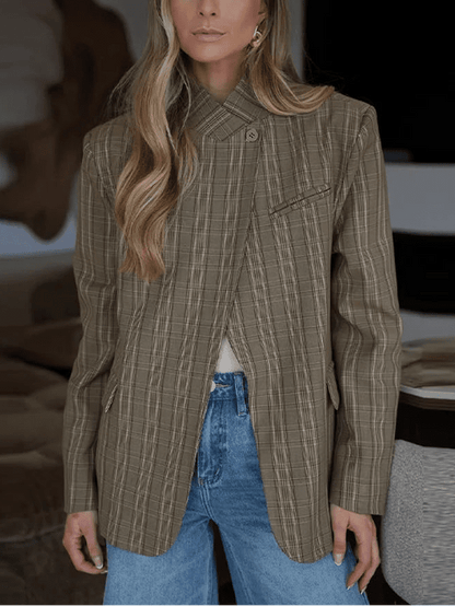 Chaqueta de traje de rayas con cuello alto Willow