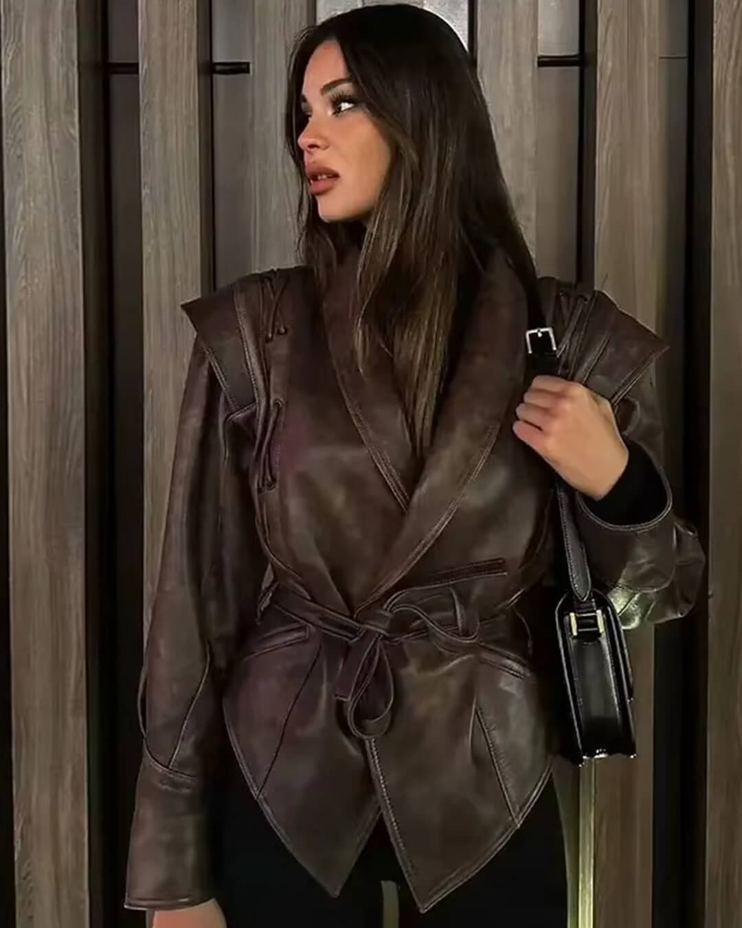 Chaqueta de cuero sintético estilo biker Zyra