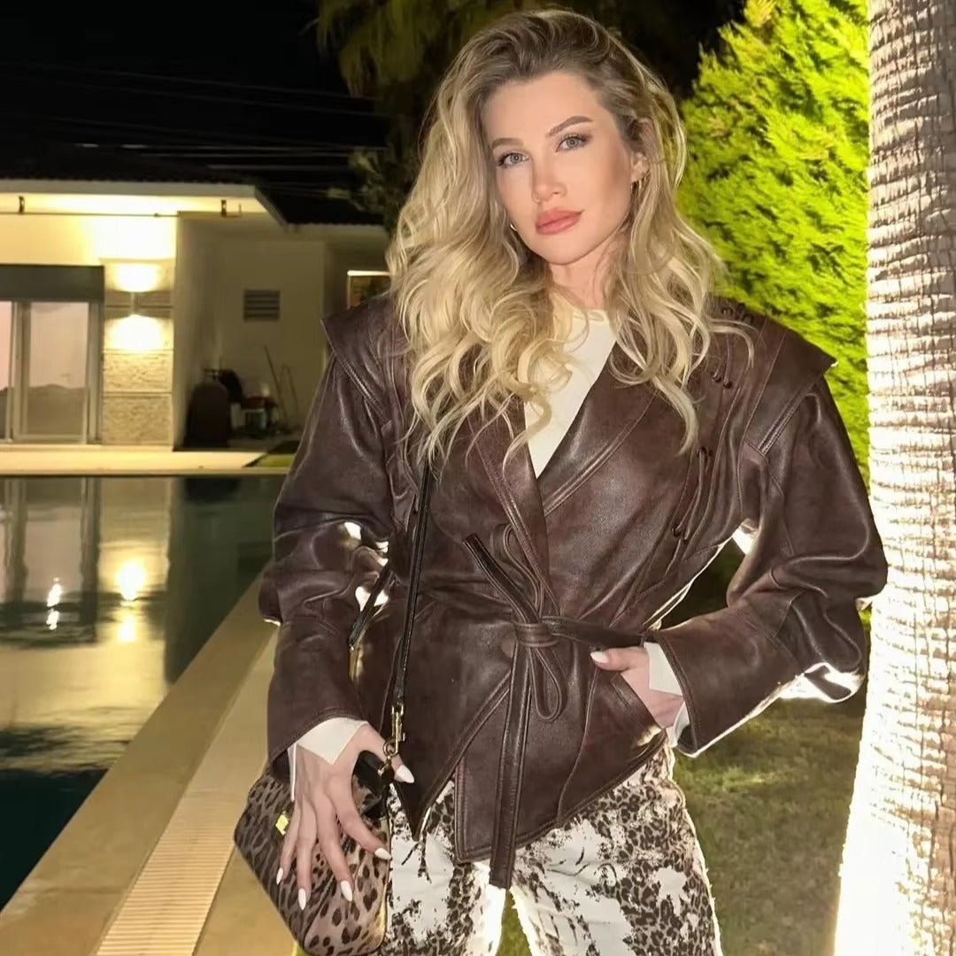 Chaqueta de cuero sintético estilo biker Zyra