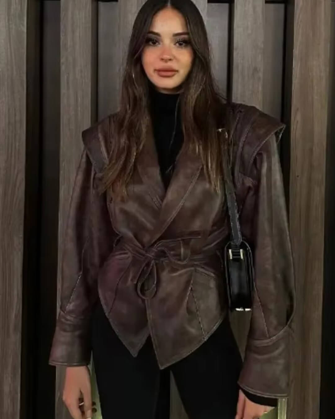 Chaqueta de cuero sintético estilo biker Zyra