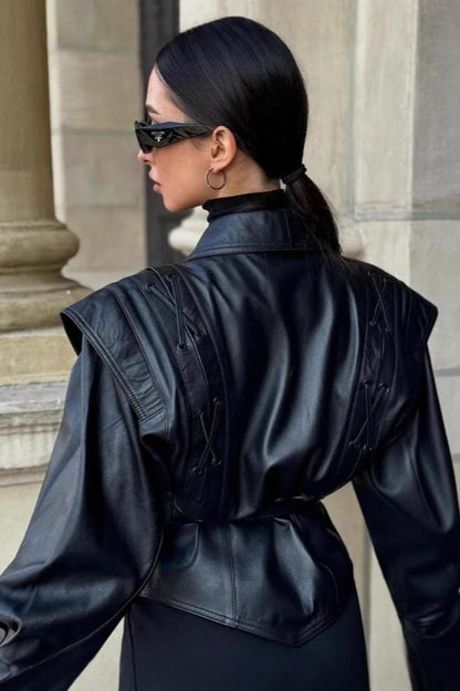 Chaqueta de cuero sintético estilo biker Zyra