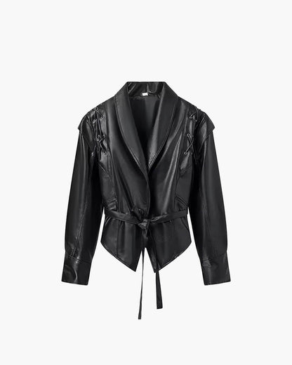 Chaqueta de cuero sintético estilo biker Zyra