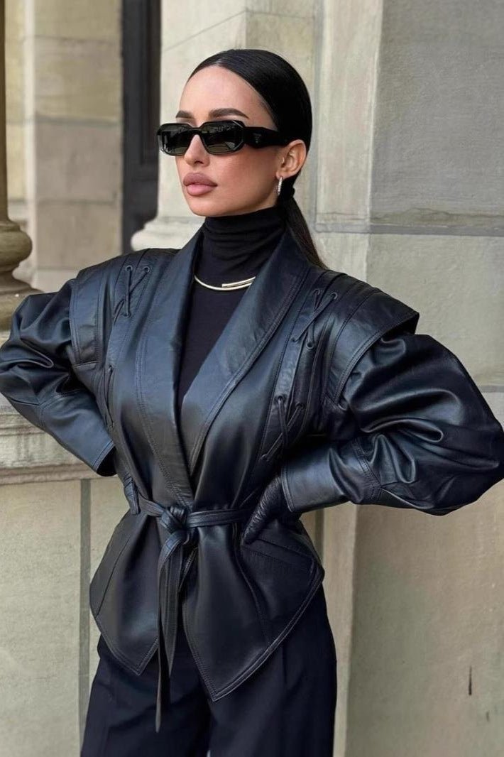 Chaqueta de cuero sintético estilo biker Zyra