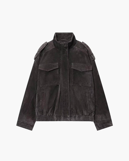 Marianne High Neck Suede Pocket Jacket