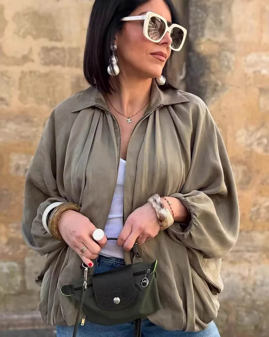 Chaqueta Ritchel plisada con cremallera