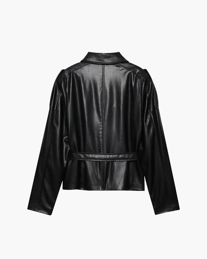 Chaqueta Tabitha de polipiel con cinturón
